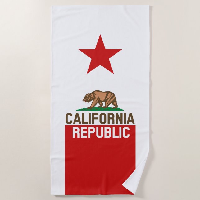 CALIFORNIA REPUBLIC State Flag Star on a Beach Towel (Front)