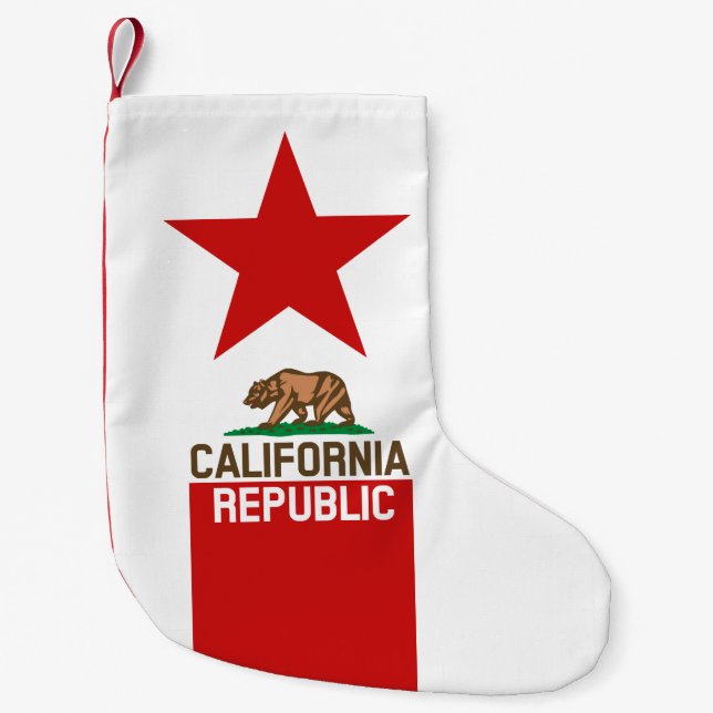 CALIFORNIA REPUBLIC State Flag Star Small Christmas Stocking (Front)