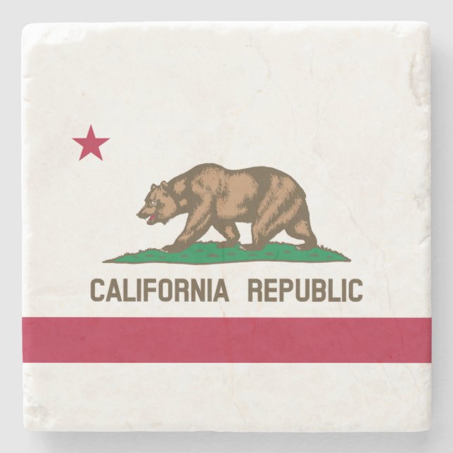 California Republic State Flag Stone Coaster (Front)