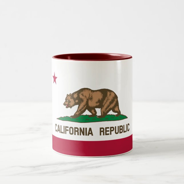 California Republic State Flag Two-Tone Coffee Mug (Center)
