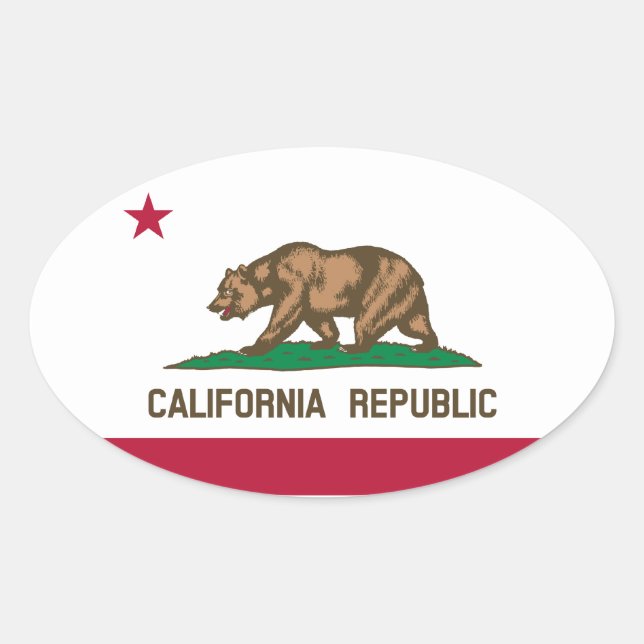 California Republic State Flag, United States Oval Sticker (Front)