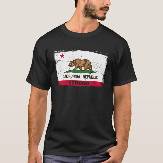 California Republic Strong Flag Cool CA Flags for  T-Shirt (Front)