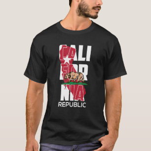 California Republic Vintage USA Flag Bear Retro T-Shirt