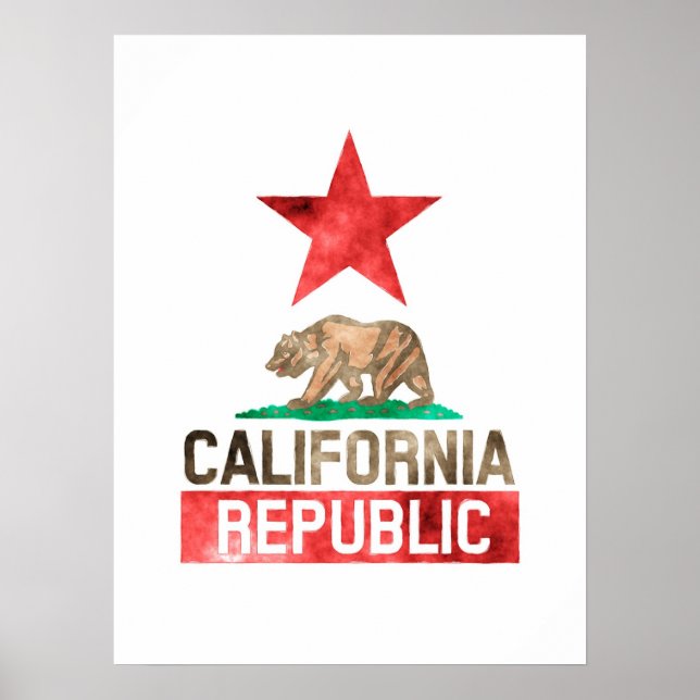 California  Republic Watercolor Poster (Front)