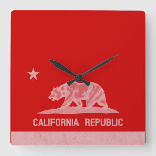 California Republic (White) Square Wall Clock