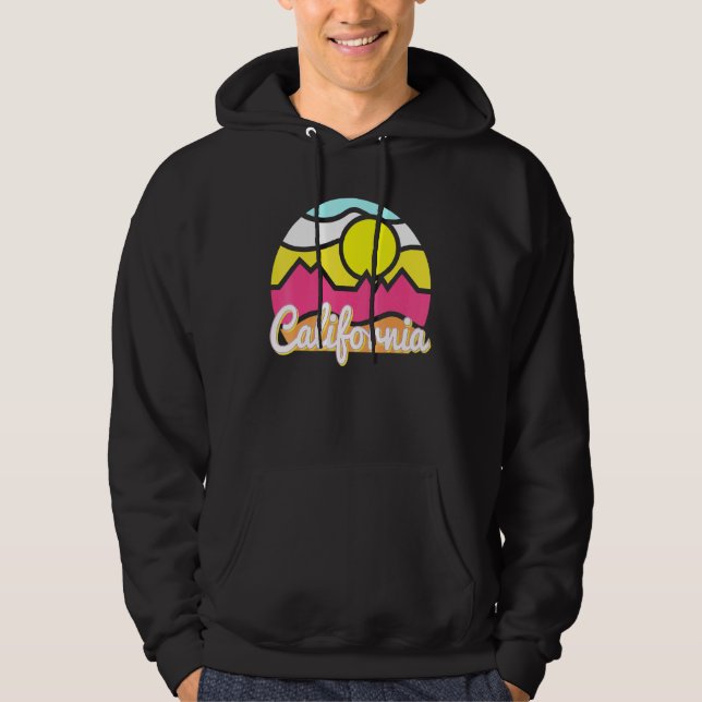California Retro Mountain Sunset Outdoor Vanlife E Hoodie (Front)