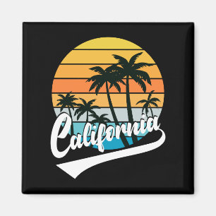 California Retro Sunset And Palm Trees Magnet