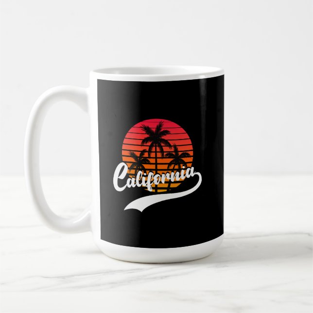 California Retro Sunset And Palms Trees Mug (Left)
