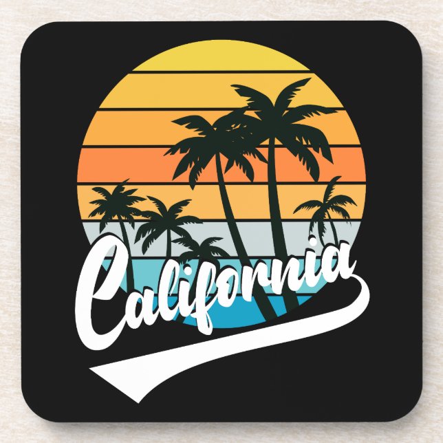 California Retro Sunset Beverage Coaster (Front)