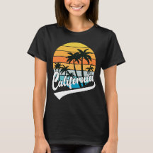 California Retro Sunset Women's Black T-Shirt