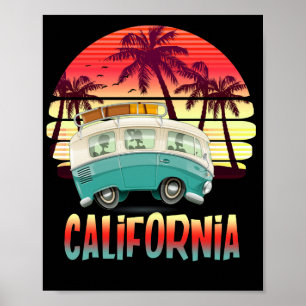 California Retro Surf Vintage Surfer Distressed Poster