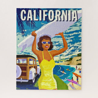 California Retro Surfer Girl Puzzle