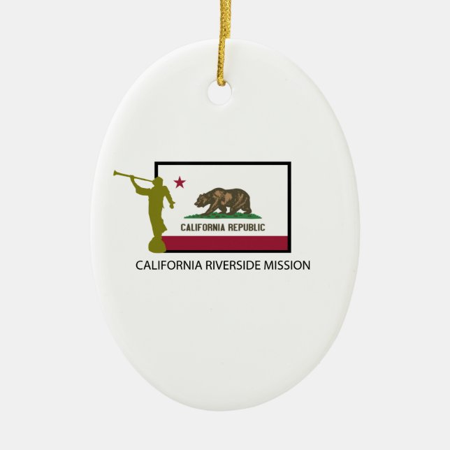 CALIFORNIA RIVERSIDE MISSION LDS CTR CERAMIC TREE DECORATION (Front)
