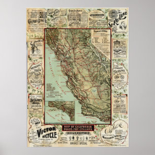 "California Roads For Cyclists" (1896) (see note) Poster