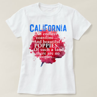 California Romantic Beautiful Poppies Patriotic  T-Shirt