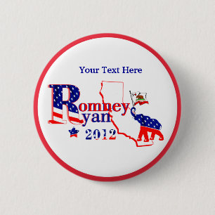 California Romney and Ryan 2012 Button - Customise