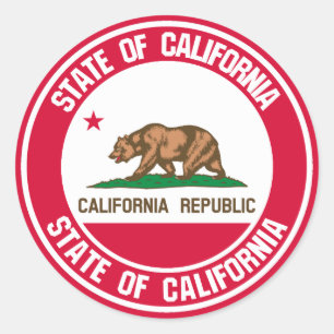 California Round Emblem Classic Round Sticker