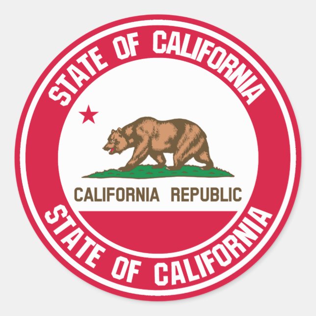 California Round Emblem Classic Round Sticker (Front)