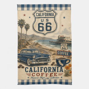 California Route 66 Americana Coffee Coast Tea Towel