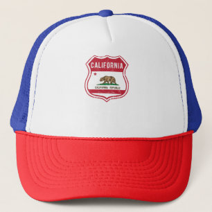 California Route 66 Flag Poster Acrylic Print Trip Trucker Hat