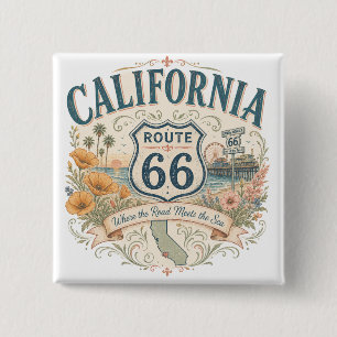 California Route 66 Golden Coast Keepsake 15 Cm Square Badge