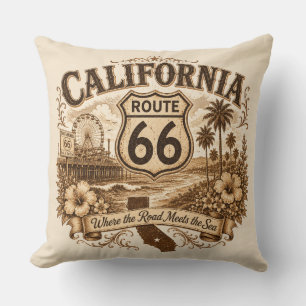 California Route 66 Santa Monica Decor Style Cushion