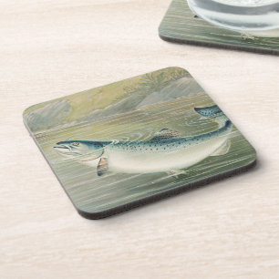 California Salmon by S.A. Kilbourne, Vintage Fish Coaster