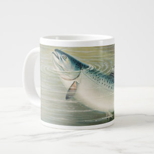 California Salmon by S.A. Kilbourne, Vintage Fish Large Coffee Mug