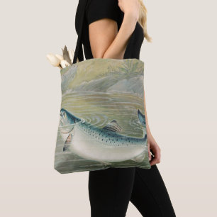 California Salmon by S.A. Kilbourne, Vintage Fish Tote Bag