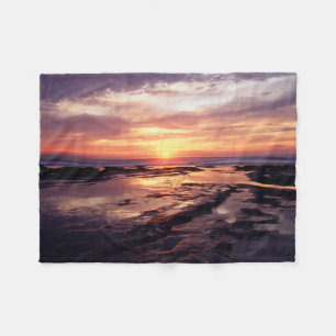 California, San Diego, Sunset Cliffs, Sunset 3 Fleece Blanket