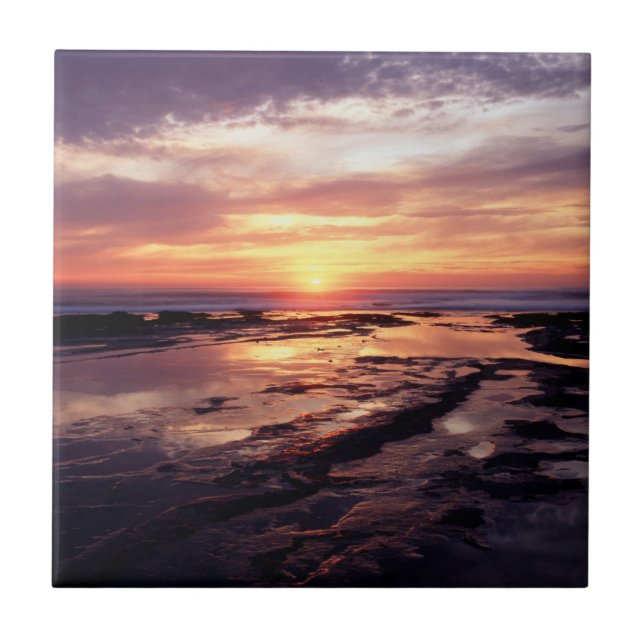 California, San Diego, Sunset Cliffs, Sunset 3 Tile (Front)