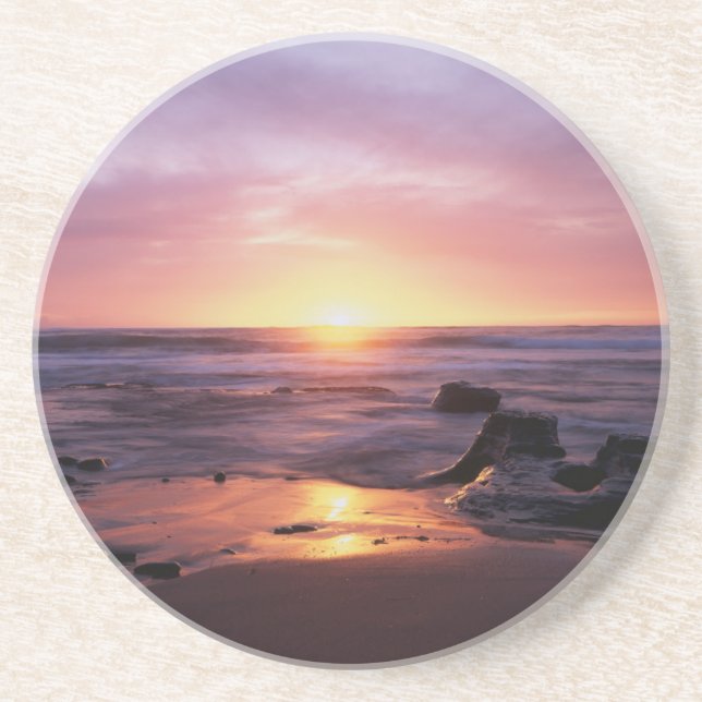 California, San Diego, Sunset Cliffs, Sunset 4 Coaster (Front)