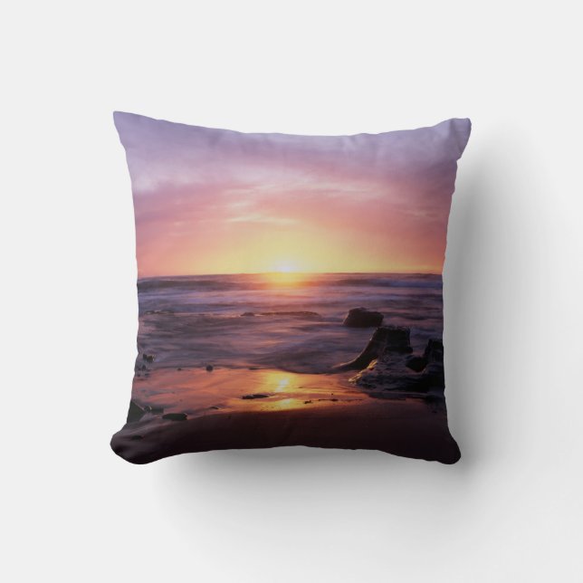 California, San Diego, Sunset Cliffs, Sunset 4 Cushion (Front)