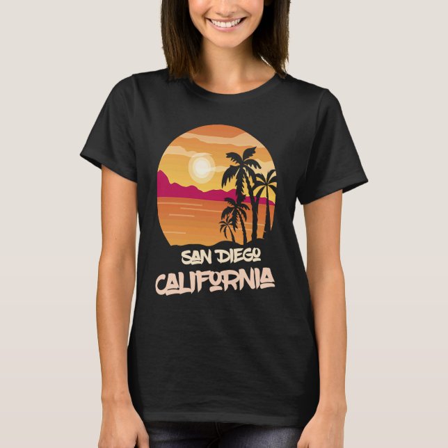 California San Diego Vacation Palm trees Ocean Sur T-Shirt (Front)
