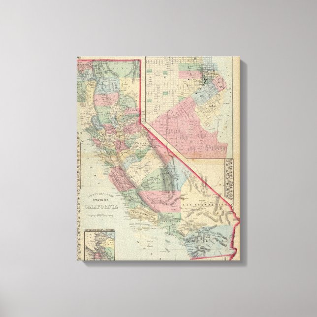 California, San Francisco Map by Mitchell Canvas Print (Front)