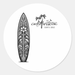 California Santa Cruz, Surfing Surfboard Ckprint Classic Round Sticker