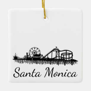 California Santa Monica CA Pier Beach Ferris Wheel Ceramic Tree Decoration