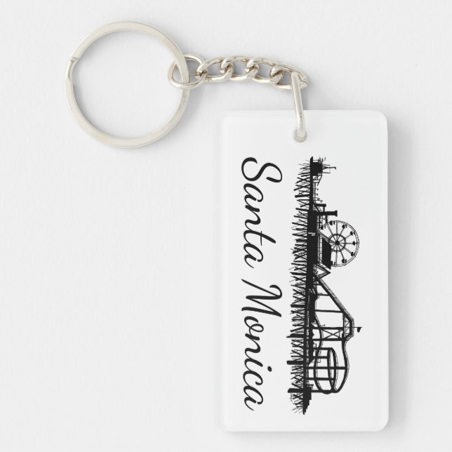 California Santa Monica CA Pier Beach Ferris Wheel Key Ring (Front)