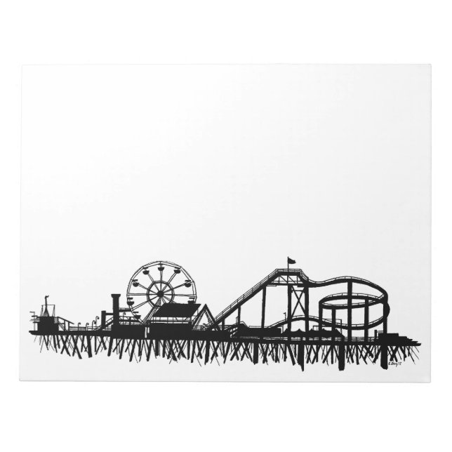 California Santa Monica CA Pier Beach Ferris Wheel Notepad (Front)