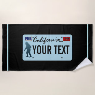 California Sasquatch License Plate Beach Towel