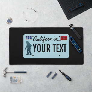 California Sasquatch License Plate Desk Mat