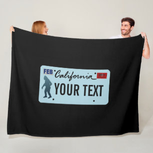 California Sasquatch License Plate Fleece Blanket