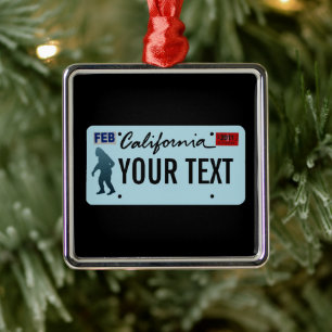 California Sasquatch License Plate Metal Tree Decoration