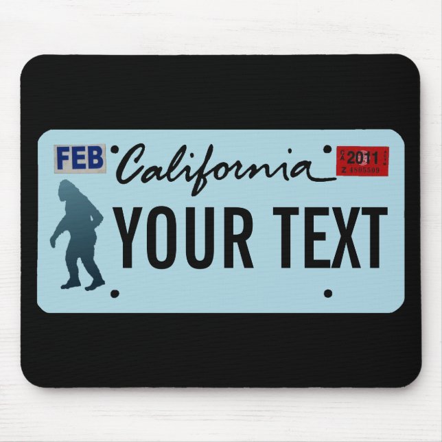 California Sasquatch License Plate Mouse Mat (Front)