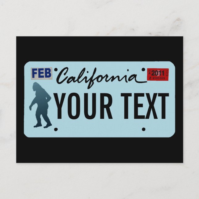 California Sasquatch License Plate Postcard (Front)
