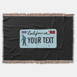 California Sasquatch License Plate Throw Blanket