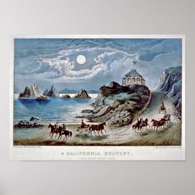 California scenery: Seal rocks-Point Lobos Poster (Front)