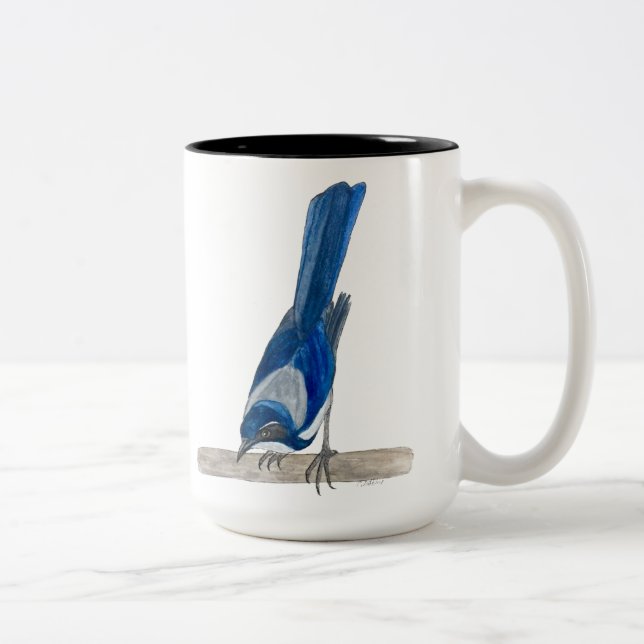 California Scrub Jay Two-Tone Coffee Mug (Right)