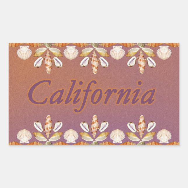 California Sea Shells Rectangular Sticker (Front)