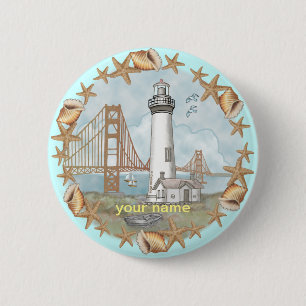 California Shells Lighthouse  6 Cm Round Badge